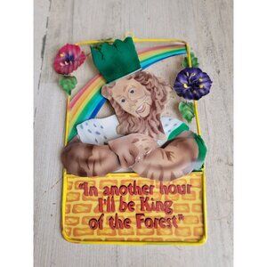 Vintage wizard of Oz sign cowardly lion hanging sign metal decor
